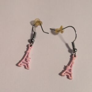 Pink Eiffel Tower Dangle Earrings
